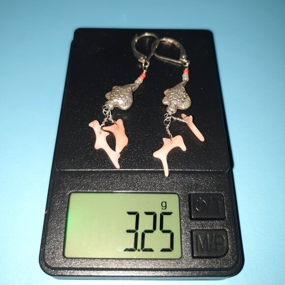 Authentic Native American Angel Skin Coral 925 Sterling Silver Ocean Jewelry Set - Picture 15 of 15